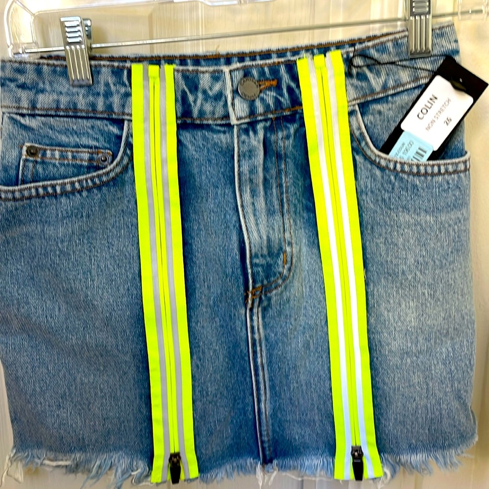 NWT Carmar neon striped zipper skirt